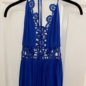 Lace Royal Blue 2 Slit Dress